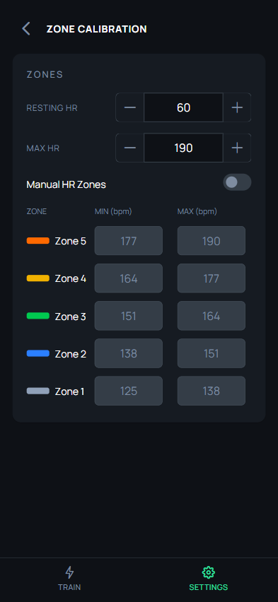 Zone settings